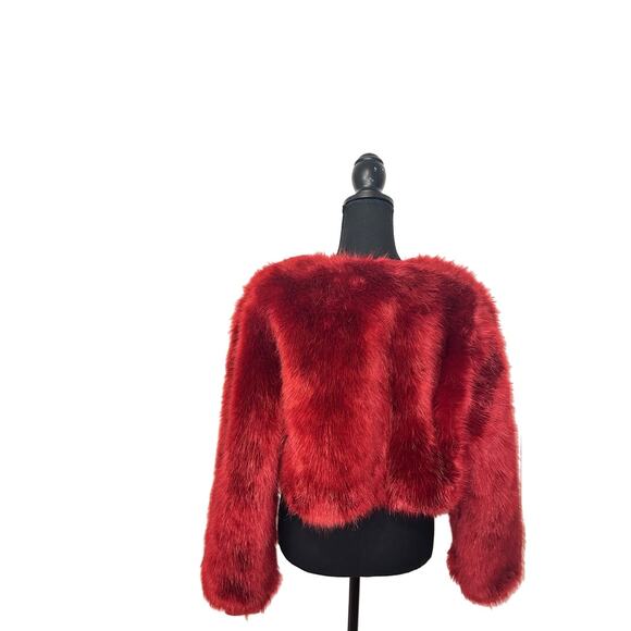 Vintage Y2K Red Faux Fur Coat | Size S - Picture 2 of 4